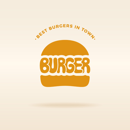 Burger logo emblem vector inscription. Fastfood signboard. Handmade letteringのイラスト素材