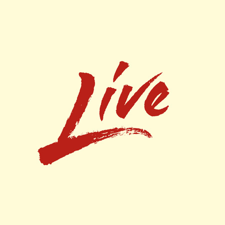 Creative Live symbol design. Vector lettering with brush texture. Hand drawn typographyのイラスト素材