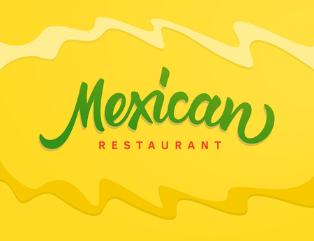 Mexican restaurant vector text logo. Handwritten brush lettering in freehand style. Mexican food, cuisine restaurant logotypeのイラスト素材