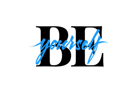 Be Yourself vector lettering. Text with paint brush texture. Hand drawn typographyのイラスト素材