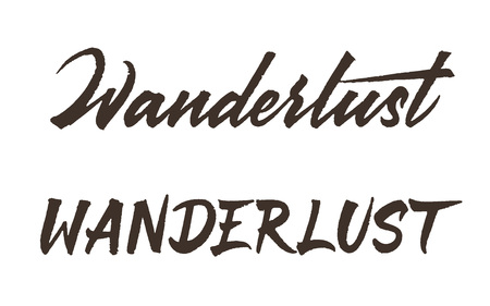 Wanderlast vector lettering. Text with paint brush texture. Hand drawn typographyのイラスト素材