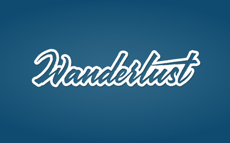 Wanderlust vector lettering. Text with paint brush texture. Hand drawn typographyのイラスト素材