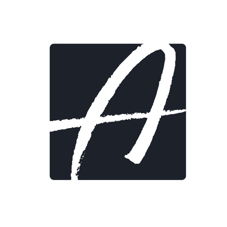 Creative A letter vector logo design. Handwritten text with paint brush texture. Monogram vector sign. Character logotype symbol. Icon designのイラスト素材