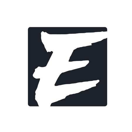 Creative e letter vector logo design. Handwritten text with paint brush texture. Monogram vector sign. Character logotype symbol. Icon designのイラスト素材