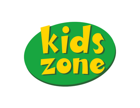 Kids Zone vector inscription. Handmade lettering signboard.のイラスト素材