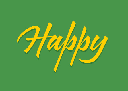 Happy vector lettering. Handwritten text label. Freehand typography designのイラスト素材