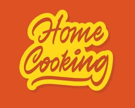 Home cooking vector inscription. Unique handdrawn lettering signboard.のイラスト素材