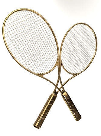 Gold tennis rackets.の写真素材