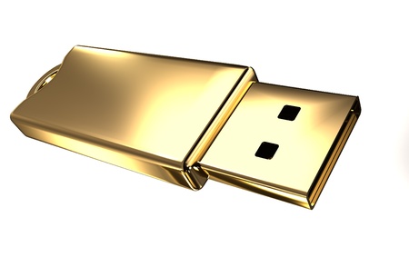 Gold USB flash driveの写真素材