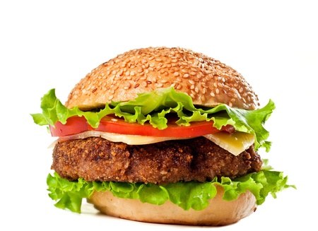 hamburger isolated on whiteの写真素材
