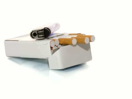 pack of cigarettes and cigarette-lighterの写真素材