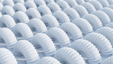 Wallpaper 3d render, Background pipes, 4k Background, Bent abstract white geometric modern pipes,...