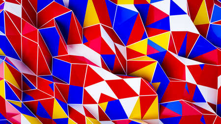 Abstract triangle geometric colorful background. 3D Render illustration.