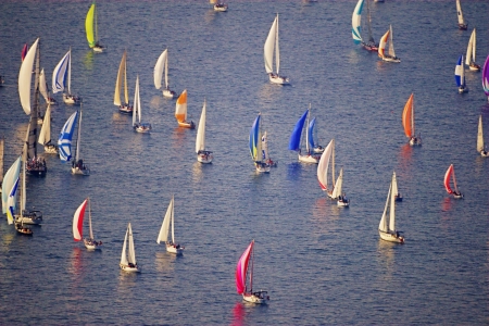 Sails racing in the Barcolana regatta, 2011 edition. Barcolana is the regatta with the greatest number of boats in the world, up to 2000. の写真素材