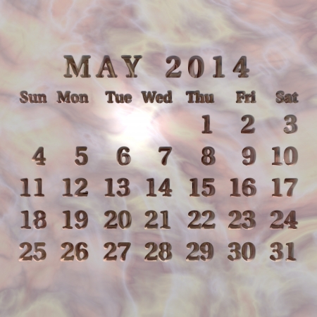 Calendar 2014 engraved in stone, May  Other months available, written each on a different stone の写真素材