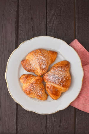 Homemade croissants on the plate