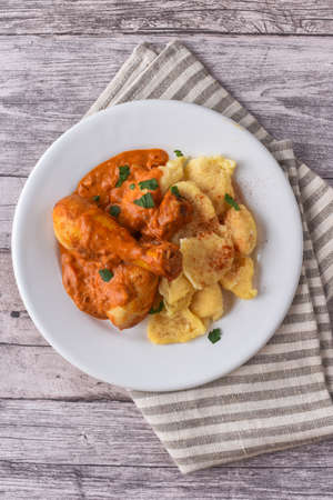 Paprika chicken with dumplingsの写真素材