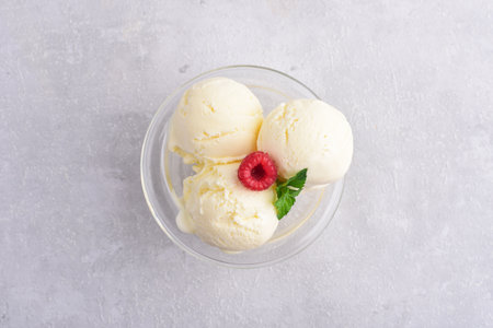 Homemade vanilla ice-creamの写真素材