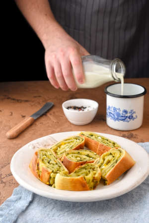 Cheese pie with onionsの写真素材