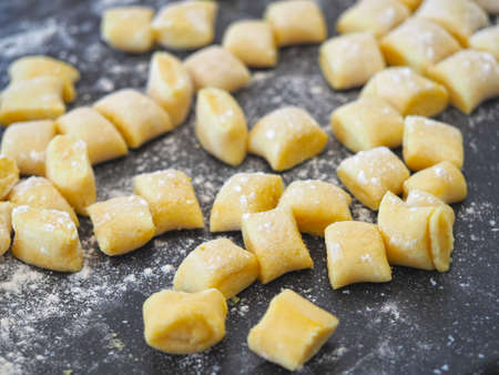 Homemade fresh gnocchi on the table