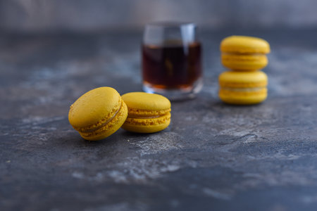 Passion fruit macarons - macaroonsの写真素材