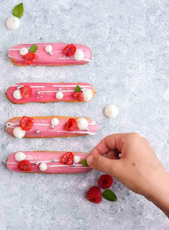 Original raspberry eclairs