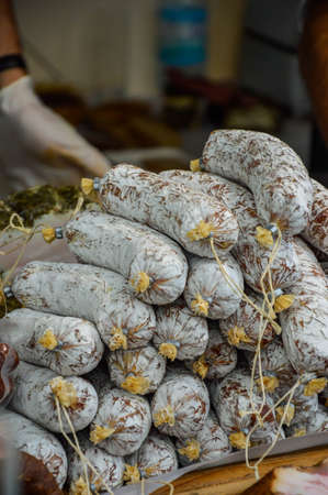 Salami on the farmer marketの写真素材