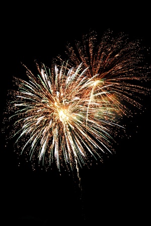 A delicate burst of fireworks in the night skyの写真素材