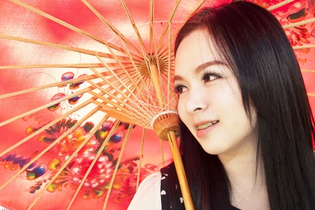 An image of a beautiful girl  in the park of thailand