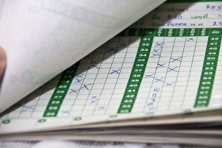 Test score sheet with answers のeditorial素材