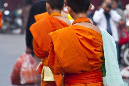 Offer food to monk on in the morningのeditorial素材