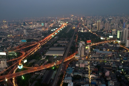 Bangkok and express way view point from Baiyok building 