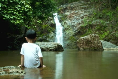 Waterfall in forest   Waterfall is a place that will make you relax and fresh   in Nan Province of Thailandの写真素材
