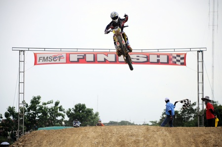 NAN, THAILAND - JUN 03: An unidentified rider participates in the 3rd round (Class C Type) of Motocross 2012 Thailand motocross championship on June 03, 2012 in Nan Province, Thailand.のeditorial素材