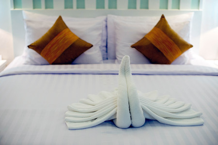 Double bed in the modern interior room
