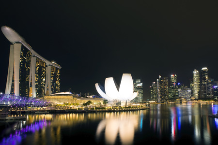 Singapore city skyline at nightのeditorial素材