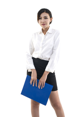 Casual business woman looking happy and smilingの写真素材