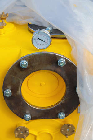 Close-up of a monometer on an air compressor