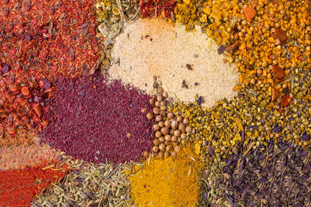 A wide selection of meat spices. Herbal seasonings set.