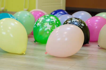 Inflatable party balloons in the room.の写真素材