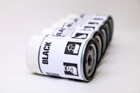 Iron oil filters for the compressor on a white background. Close-upの写真素材