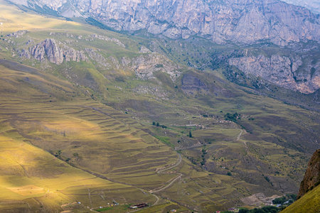 Upper Fiagdon is a village in the Kurtatinsky Gorge in the mountains of North Ossetiaの写真素材