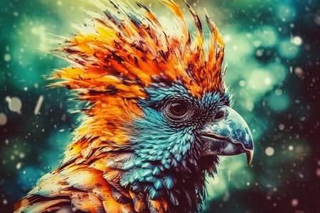 Close-up portrait of a colorful parrot. Generative AI.の素材