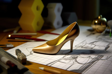 Creation of women's shoes. Pattern of a high heel shoe. Generative AI. high quality illustrationの素材
