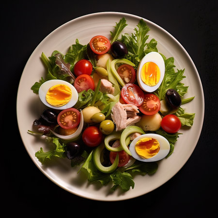 Vegetable salad with eggs. Generative AI. high quality illustrationの素材