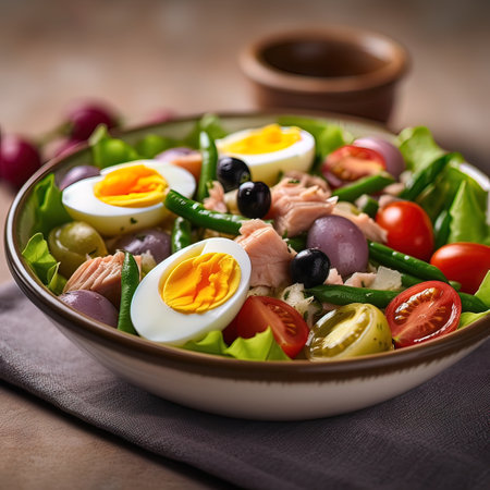 Vegetable salad with eggs. Generative AI. high quality illustrationの素材