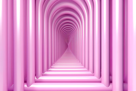 Pink background with symmetrical stripes. Generative AI. high quality illustrationの素材