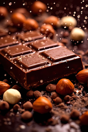 Pieces of chocolate with nuts. high quality photoの素材