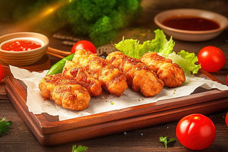 Lula-kebab of breaded chicken meat with sauce. high quality photoの素材