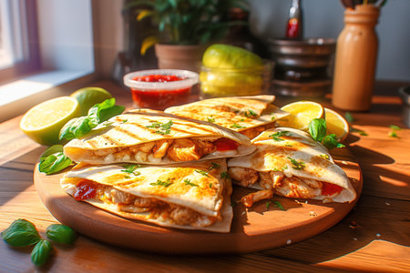 Quesadilla with chicken. high quality photoの素材